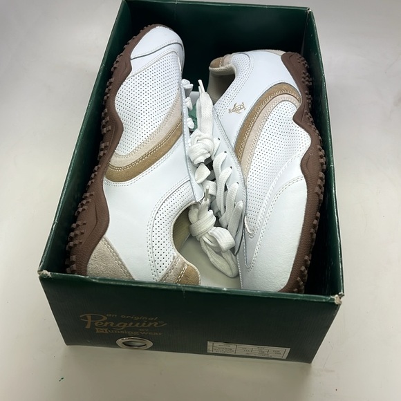 Men’s Original Penguin by Munsingwear Lace Up Shoes Size 11.5 White/Tan NIB - Picture 10 of 12